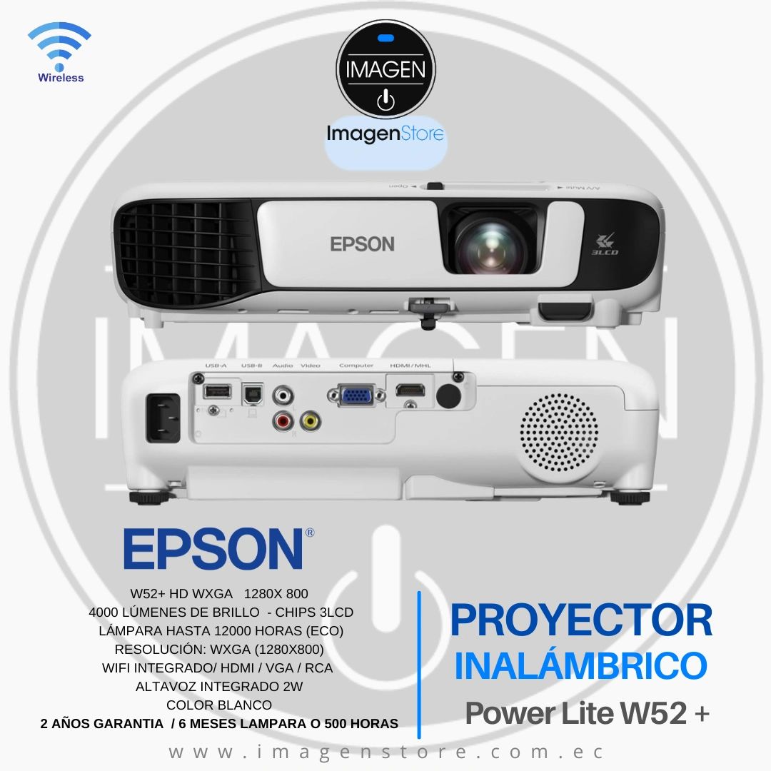 PROYECTOR INALÁMBRICO EPSON POWERLITE W52+